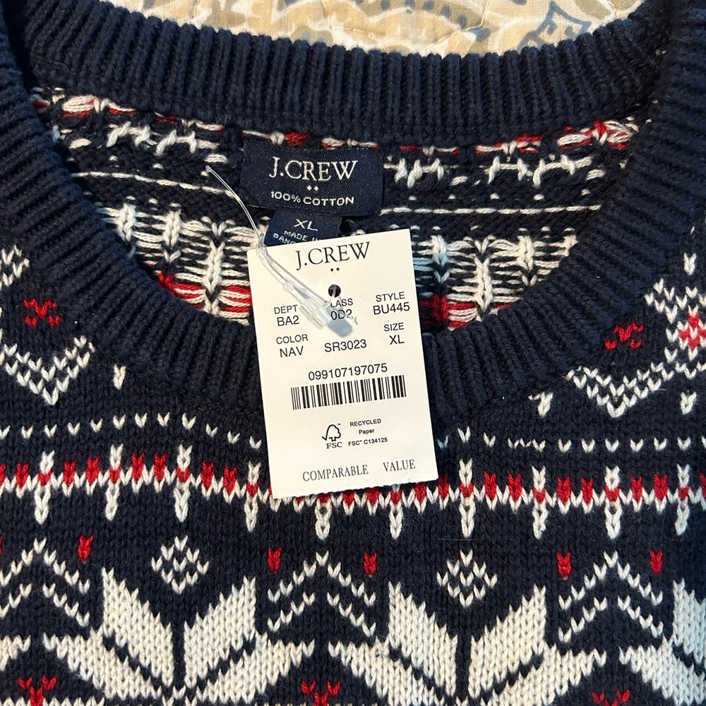 Men’s JCrew Factory Fair Isle Sweater Size XL - Picture 2 of 4